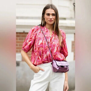 ba&sh Teodor Puff Sleeve Blouse Rose Size 2